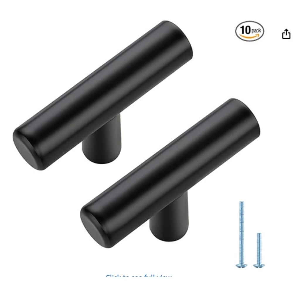 10 Pack 2 Inch Length Kitchen Cabinet Handles with Single Hole Matte Black